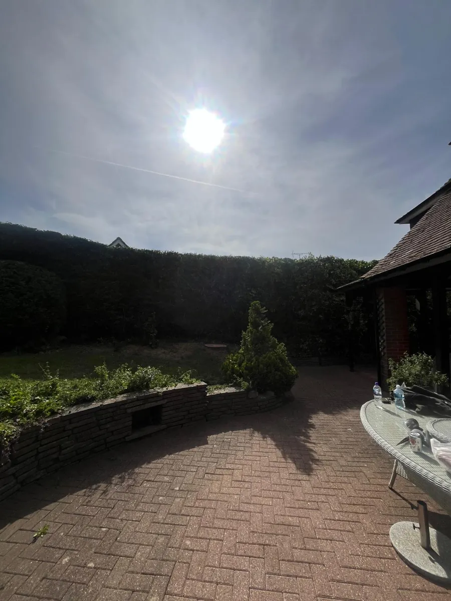 The same garden after the conifer was removed, lawn and patio clear again